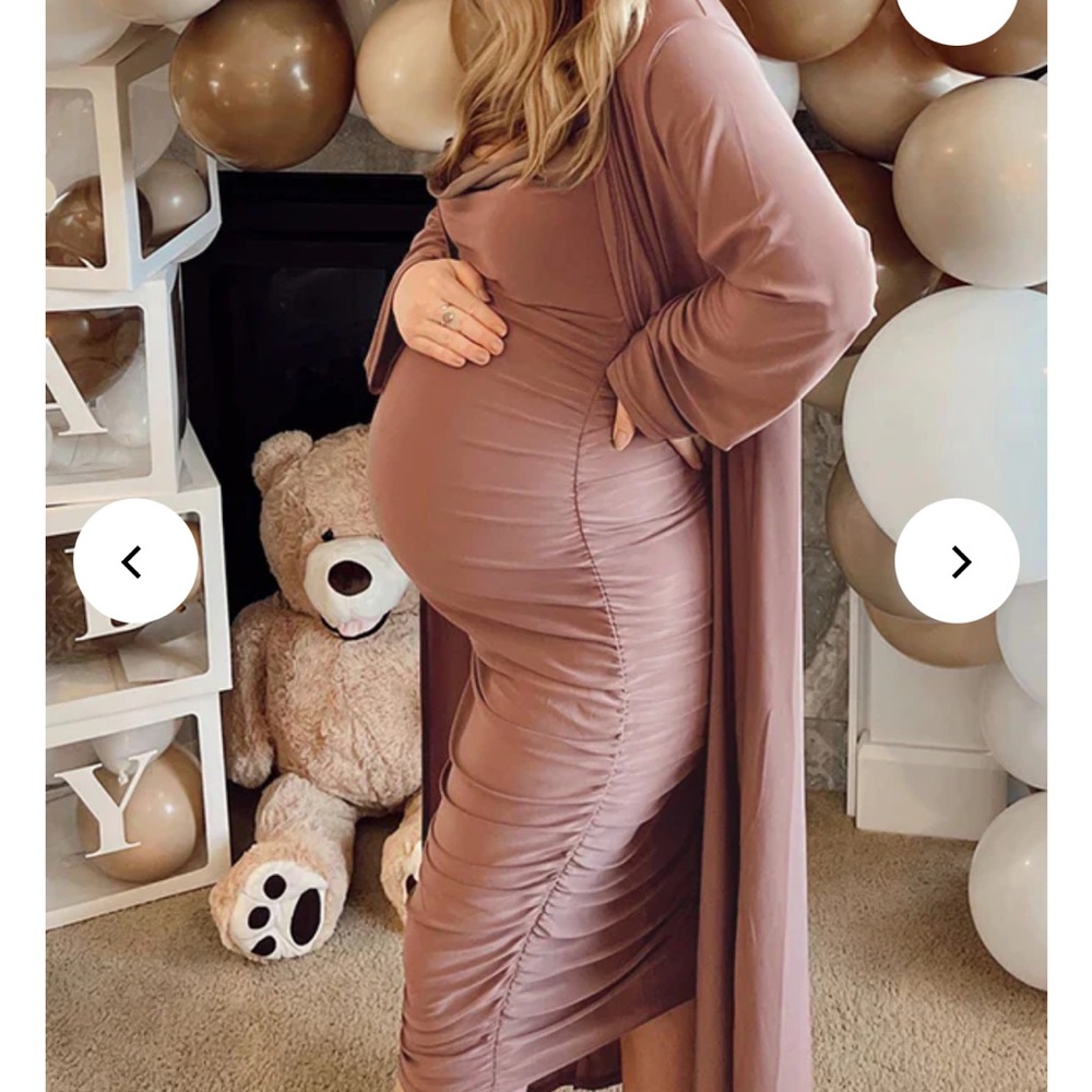 Elegant Mauve Maternity Dress with Matching Cover-Up